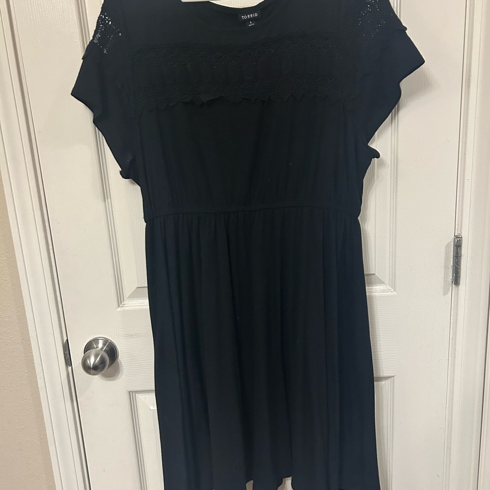 Torrid Black Dress with Lace Accents
